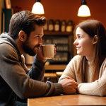 **

A cozy coffee shop scene with two people engaged in deep conversation. One person is actively listening with full attention, while the other is speaking with genuine emotion. Soft lighting, warm colors. Focus on connection and empathy.

**